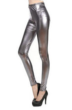 Womens PU Leather Pants High Elastic Waist Leggings Not Crack Slim Leather Leggings Trousers J4U66