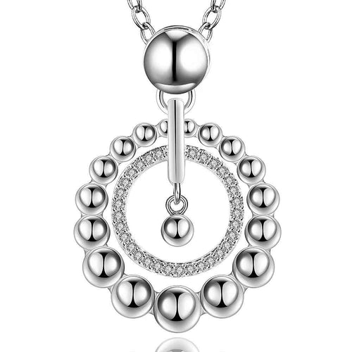 colares femininos sterling silvercircle beads silver plated women necklace chain pendantssmtn3 J4U66