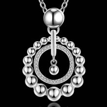 colares femininos sterling silvercircle beads silver plated women necklace chain pendantssmtn3 J4U66