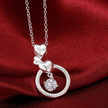 colares femininos sterling silver three heart circle silver plated women necklace chain pendantssmtn1 J4U66