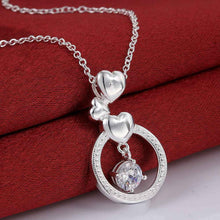 colares femininos sterling silver three heart circle silver plated women necklace chain pendantssmtn1 J4U66