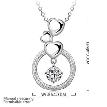 colares femininos sterling silver three heart circle silver plated women necklace chain pendantssmtn1 J4U66