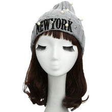 unisex casual beanie for women men hat letter embroidery pearl warm hip hop cool knitted cap headwear J4U66
