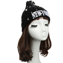 unisex casual beanie for women men hat letter embroidery pearl warm hip hop cool knitted cap headwear J4U66