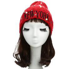 unisex casual beanie for women men hat letter embroidery pearl warm hip hop cool knitted cap headwear J4U66