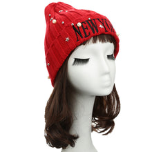 unisex casual beanie for women men hat letter embroidery pearl warm hip hop cool knitted cap headwear J4U66