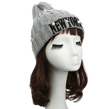unisex casual beanie for women men hat letter embroidery pearl warm hip hop cool knitted cap headwear J4U66