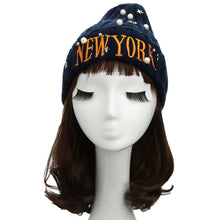 unisex casual beanie for women men hat letter embroidery pearl warm hip hop cool knitted cap headwear J4U66