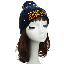 unisex casual beanie for women men hat letter embroidery pearl warm hip hop cool knitted cap headwear J4U66
