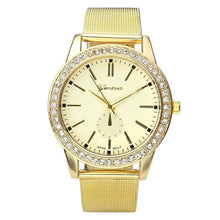 Geneva Women's Golden Stainless Steel Band Roman Rhinestone Dial Analog Quartz Wrist Watch Watches Relogio Feminino J4U66