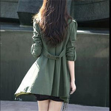 Casual Women's Coat long Outerwear loose jacket Army Green for lady  J4U66