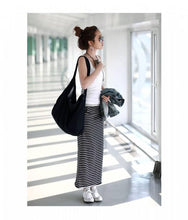 skirts womens long skirt black and white striped with pockets J4U66