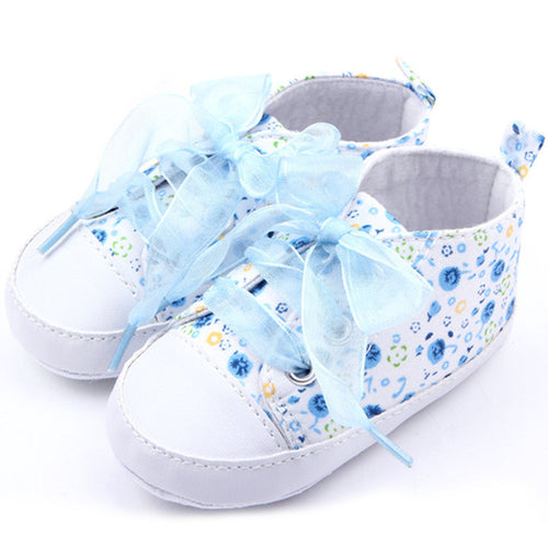 born 0-12 Months Toddler Baby Girls Crib Shoes Soft Sole Anti-slip Floral Walk Sneaker First Walkers J4U66