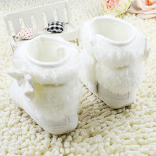 newborn 0~1 months baby girls white bowknot crib shoes soft warm snow boots first walkers J4U66