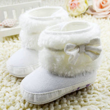 born 0-18Months Baby Girls White Bowknot Crib Shoes Toddler Soft Warm Snow Boots First Walkers J4U66