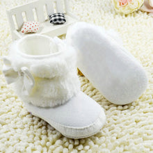 newborn 0~1 months baby girls white bowknot crib shoes soft warm snow boots first walkers J4U66