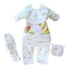 Newborn 0-3 Months Baby Boy Girl 5pcs Clothing Sets Cotton Cartoon Monk Tops Pants Bib Hats Infant Clothes J4U66