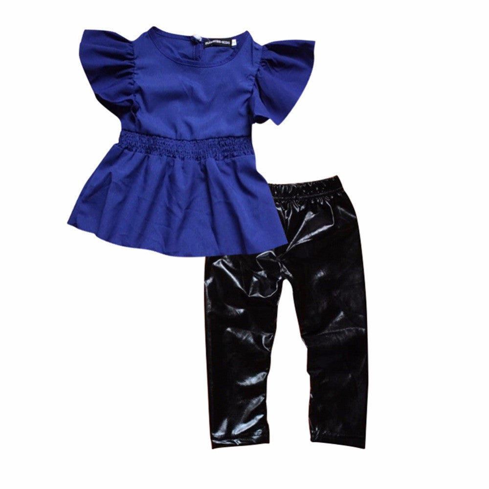 Newborn Baby Boys 2 Pieces Clothing Set Outfits Blue Dress T-shirt and Trousers Clothes sets 1-6 Years J4U66