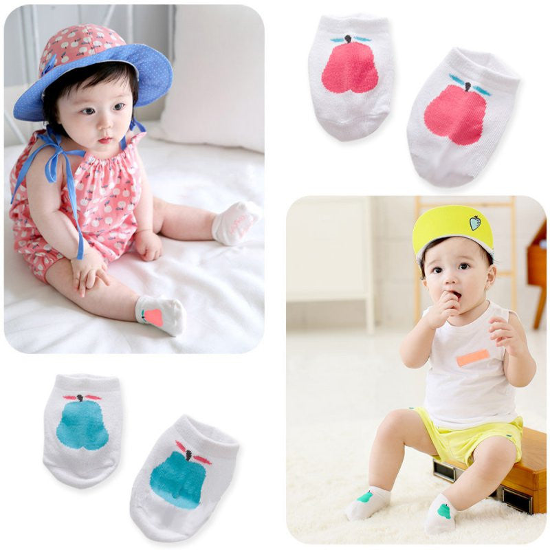newborn baby infant unisex ankle socks pear print cotton anti slip socks crib shoes J4U66