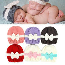 newborn baby kids girls boys lovely bowknot knitted crochet cap warm hat pography props caps J4U66