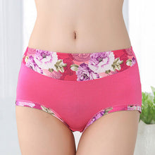 Bamboo Fiber Women Panties High Waist Underpants Sexy Flower Printed Belly In Carry Buttock Briefs Underwear J4U66
