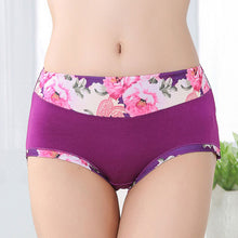Bamboo Fiber Women Panties High Waist Underpants Sexy Flower Printed Belly In Carry Buttock Briefs Underwear J4U66