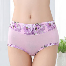Bamboo Fiber Women Panties High Waist Underpants Sexy Flower Printed Belly In Carry Buttock Briefs Underwear J4U66