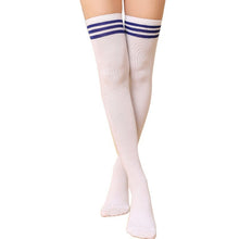 thigh high sexy cotton womens striped over knee girl lady stockings J4U66
