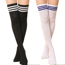 thigh high sexy cotton womens striped over knee girl lady stockings J4U66