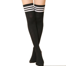 thigh high sexy cotton womens striped over knee girl lady stockings J4U66