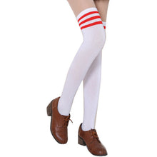 thigh high sexy cotton womens striped over knee girl lady stockings J4U66