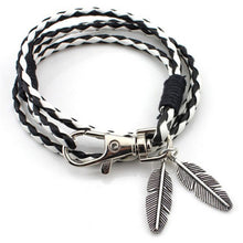 Women Men Leather Charm Bracelets Gifts Punk Hand Braided Bracelets & Bangles Rope Chain Leaf Bracelet Accessories J4U66