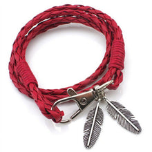 Women Men Leather Charm Bracelets Gifts Punk Hand Braided Bracelets & Bangles Rope Chain Leaf Bracelet Accessories J4U66