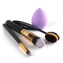 Newly Design 3pcs Makeup Brushes Toothbrush Oval Brush Foundation Brushes+ Cosmetic Puff J4U66