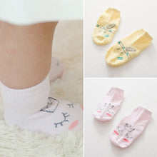 Nice Baby Cartoon Yellow/Pink Cotton Blend Ankle Slipper Anti Slip Soft Socks 0-4 Y J4U66