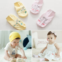 Nice Baby Cartoon Yellow/Pink Cotton Blend Ankle Slipper Anti Slip Soft Socks 0-4 Y J4U66