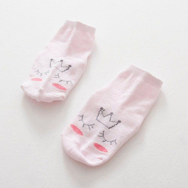 Nice Baby Cartoon Yellow/Pink Cotton Blend Ankle Slipper Anti Slip Soft Socks 0-4 Y J4U66