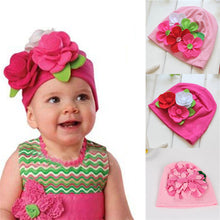 nice kids baby girls lovely headwear big 3d flower beanies cap hats po dress 3m 4y J4U66