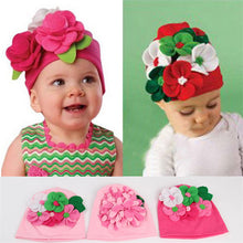 nice kids baby girls lovely headwear big 3d flower beanies cap hats po dress 3m 4y J4U66