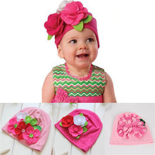 nice kids baby girls lovely headwear big 3d flower beanies cap hats po dress 3m 4y J4U66