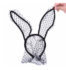 Novelty Mask Bunny Ears Veil Rabbit Ear Headbands Adult Sexy Black Eye Hair Accessories Women Lace Sexy Hair Band Halloween Acc J4U66