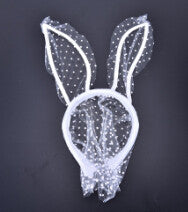 Novelty Mask Bunny Ears Veil Rabbit Ear Headbands Adult Sexy Black Eye Hair Accessories Women Lace Sexy Hair Band Halloween Acc J4U66