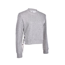 O-neck ladies sweatshirt warm hoodies Gray crop top long sleeve girls Tops chic lace up sweatshirt Women tops S M L J4U66