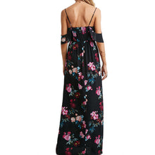 off shoulder boho beach dress casual sleeveless chiffon women maxi retro floral print evening long party dresses J4U66