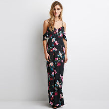 off shoulder dress sleeveless chiffon women maxi dress retro floral print evening long party dress vestidos J4U66