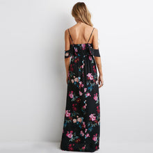 off shoulder dress sleeveless chiffon women maxi dress retro floral print evening long party dress vestidos J4U66