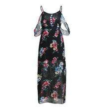 off shoulder dress sleeveless chiffon women maxi dress retro floral print evening long party dress vestidos J4U66