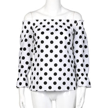 Off Shoulder Women Blouses Sexy Long Sleeve Chiffon Polka dot Plus Size Ladies Blouse Casual Tops Clothing Shirt J4U66