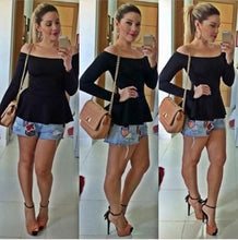 Off Shoulder Women Blouses Sexy VShirt Chiffon Solid Plus Size Ladies Blouse Casual Tops Clothing Tank Shirts J4U66