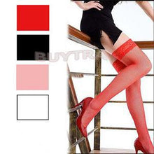 One Size Style Attractive Women Stockings Hosiery Above Knee Nylon Hollow Out Mesh Long Stockings Women Black White Red Pink J4U66